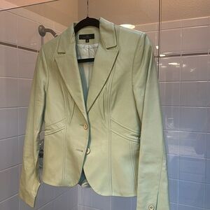 Women's Light Green Leather Blazer